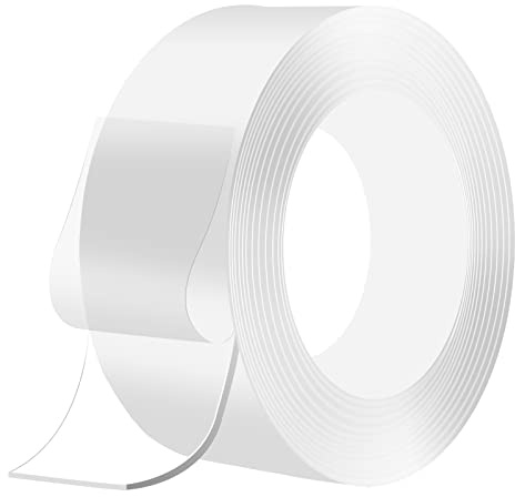 SLETIE Nano Double Sided Tape Heavy Duty, 3m x 2cm x 1mm Multi-Functional Transparent Reusable Nano Adhesive Tape, Washable Traceless Strong Gel Tape for Carpet, Photos Wall, Posters, Kitchen, Party