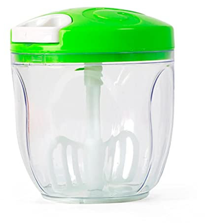 RevolutionLine - Picadora Cortadora Manual de Alimentos | Trituradora de verduras, minipicadora de frutas | Cortador de Carne y Verduras | Picadora Manual de 3 cuchillas con Cuerda | Capacidad: 900ml
