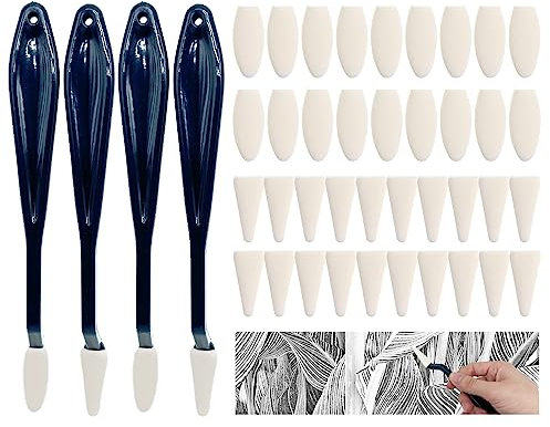 TSHAOUN 4 Stück Sketch Wiping Pen, Erase Schwamm Tool, Sketch Wischer, Sketch Paper Wiper, Sketch Trimmer Set mit 40 Ersatzköpfer, Künstlerbedarf, für Malen und Skizzieren
