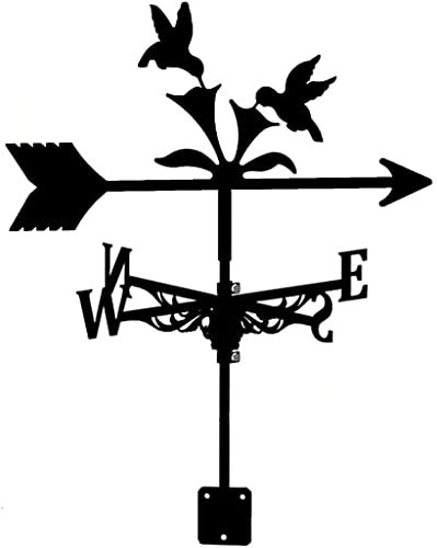 Wetterfahnen Blumen und Vögel Edelstahl Wetterfahne Werkzeuge Windrichtung Anzeige Messung Hohl für Gartendach Outdoor Schuppen Gartenskulptur