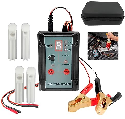 PARAOUTIL 12V Kraftstoffeinspritzdüsen-Tester und -Reiniger, Injector Professioneller -Kraftstoffinjektor Kraftstoffsystem mit 8 Impuls-Modi Kraftstoff Injektor Tester mit 4 Injektor Adapter