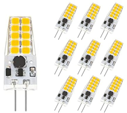 Greeogin 10Pcs G4 LED Bulb 12V JC Tybe,4000K Natural White,20-30W T3 G4 Halogen Equivalent,G4 Bi-Pin Base,300LM,Chandelier Lighting/Landscape Lighting, Non-dimmable …
