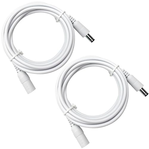 ANLINK 2 Pack 2M 6ft DC Power Extension Cable, Premium Pure Copper DC 12V Power Adapter Extension Cord 5.5mm x 2.1mm for CCTV Security Camera/Router/LED Strip Light/Printer/Monitor and More-White