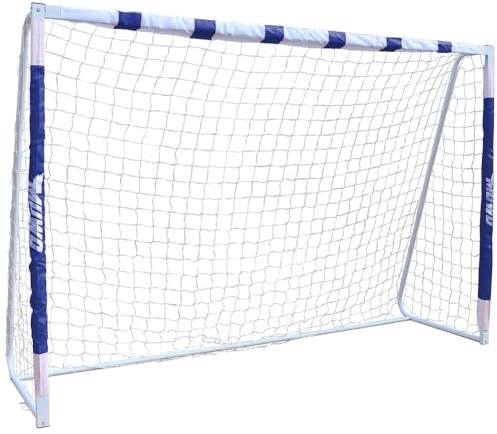 MUWO großes Fußballtor aus robustem Stahl, mit Textilmantel und Netz. 3 x 2 Meter groß, einfacher Aufbau durch Stecksystem mit Bildanleitung. Für Indoor und Outdoor geeignet. (Blau)