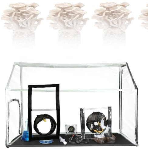 SUCRFXJ Tragbares Pilz-Monowannen-Set, Pilzzucht-Stillluftbox, Züchten Sie Ihre eigenen Kits mit 2 Sprühgeräten und Thermometer, Pilzzuchtbeuteln, Pilzzuchtstation-Pflanzset (90 x 60 x 60 cm)