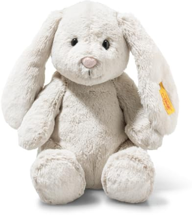 Steiff Peluche Hoppie Le Lapin AV. veilleuse, Adorable Compagnon avec Yeux en Plastique, Enfants, garç. et Filles, Friends, 28 cm, Gris Clair, 081026