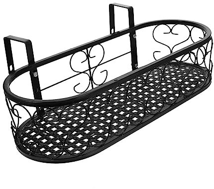 Milisten Support Pour Pots De Fleurs Suspendu Balustrade 50x20x12 Cm Fer Forgé Antirouille Crochet Balcon Jardin Extérieur Décoratif Pratique