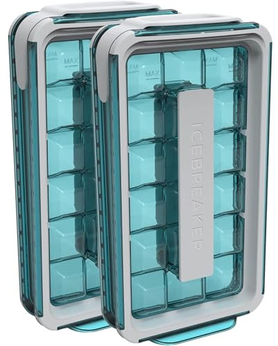 ICEBREAKER POP 2.0 Stampo per cubetti di ghiaccio - Preparare e servire il ghiaccio senza toccare il ghiaccio - Contenitore per ghiaccio igienico per congelatore - Contenitore in silicone con