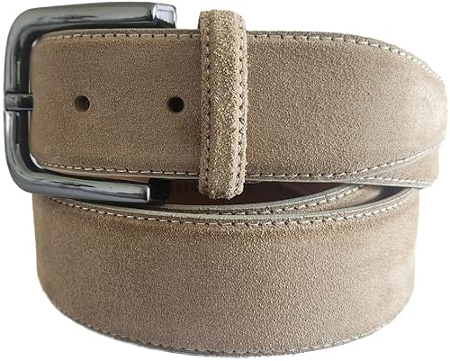QUAMOD Wildleder Gürtel Damen Herren Hochwertiger Velours Ledergürtel Unisex 3,5-4 cm (35-40 mm) breit, Velourleder gürtel mit Geschenk-Box umweltfreundliche und faire Produktion