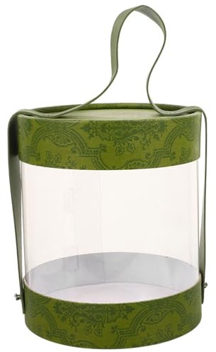 SOLUSTRE Runde Transparente Geschenkbox Mit Deckel Und Griff Vintage Druck Für Hochzeiten Und Besondere Anlässe Vielseitig Einsetzbar Als Handtasche Oder Aufbewahrungsbox