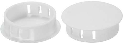 PATIKIL 32 mm (1,3) Plastique Trou Bouchons, 20pcs Affleurant Type Rond Trou Bouchons Couvercle Enclencher Verrouillage Trou Tube pour Table Cuisine Armoire Meuble, Blanc