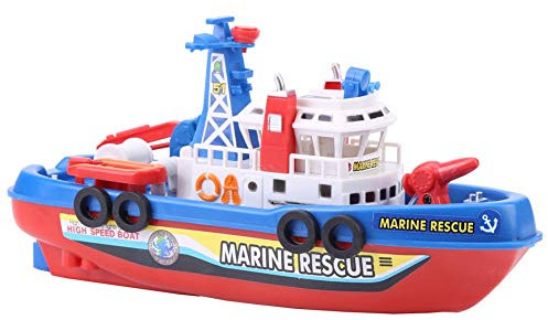 Feuerwehrboot,Elektrisches Schiff,Feuerlöschboot Spielzeug,Licht und Geräusche Boot,Musik Sound Licht Modell Spielzeugboot für Jungen und Mädchen