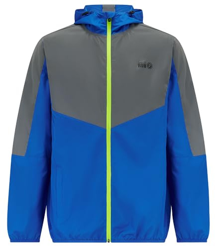 Time To Run Men's Running Jacket With Hood - Windproof Reflective High Vis & Lightweight - Ideal For Outdoor Sports Medium Barents Blue/Silver