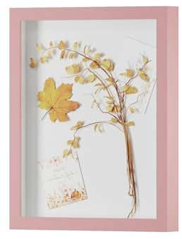 DEMAIKE 11x14 Shadow Box Frame Display Case with Real Glass, 3D Picture Frame for Memorabilia, Crafts, Photos, Wedding (Pink)