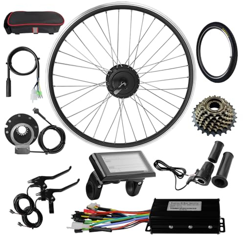 WR-TEAM 48V 500W Rear wheel Electric Bikes Conversion Kit Hub Motor, Electric Bicycle Motor,E-bike Cycling Hub with Controller, Bike Bicycle Conversion Tool Kit 7-speed Cassette,SW900 Screen
