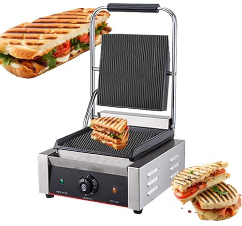 Commercial Panini Press Grill, 1.8KW/3.6KW Electric Steaks Press, Stainless Steel Griddler, Sandwich Maker, for Hamburger Steak Bacon,811A-220V