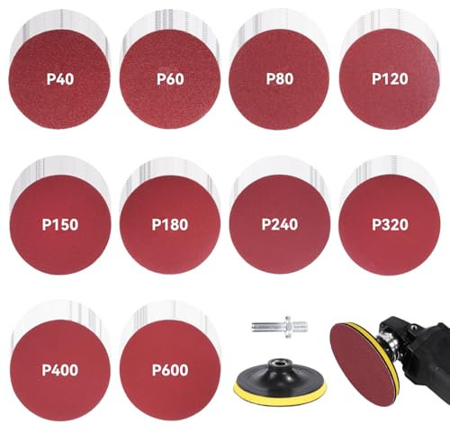 100PCS 125mm Angle Grinder Grinding Discs 40-600 Grit, Sander Polishing Pads Kit, Premium Gold Sandpaper, Sticky flocking sandpaper