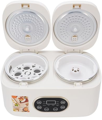 Coinete Doble Lenta, Función de Temporizador, 2 Tapas Emergentes, Olla de Cocción Multifuncional, Servidor Buffet, Doble para la Recolección de Fiestas de Cocina (Enchufe de la