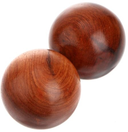 Anneome 2 Stück Chinesische Kugeln aus Vietnamholz Runde Handmassagegeräte zur Muskelentspannung und Schmerzbekämpfung für Massage und Physiotherapie