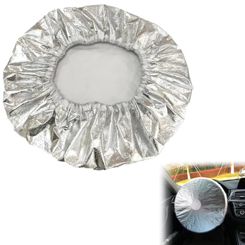 Parasole Volante Auto, Cappuccio Coprivolante Parasole, Scudo Termico del Volante, Copertura del Coprivolante Anti-Calore, per La Maggior Parte delle Auto, 50 x 50 cm