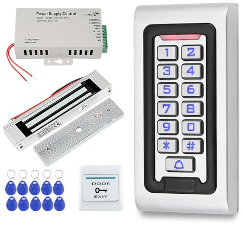FUSYTULY IP68 Kit del Sistema di Controllo di Accesso Della Porta Impermeabile Tastiera RFID Metallo 125KHz WG26 + Serratura Magnetica Elettrica 180KG + Schede Chiave 10PCS