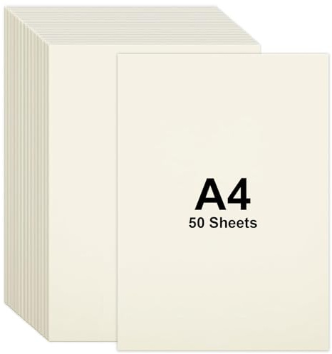 50 Blatt Elfenbein Karton A4 250g/m² | Fotokarton für Scrapbooking, Einladungen und Menükarten | Hochwertiges Scherenschnittpapier für Fotoalben & Bastelideen | Ideal zum Bemalen und Gestalten