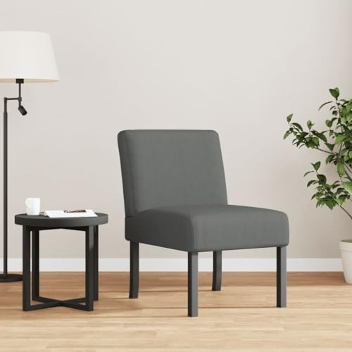 Ziaphsol Chaise rembourrée en tissu gris foncé, pieds en bois massif, 48 x 64 x 72 cm, chaise d'appoint confortable pour salon, chambre à coucher, lecture confortable en intérieur