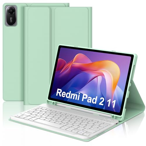 FOGARI Funda Teclado para Redmi Pad 2 11 2025 | Español Ñ QWERTY Teclado Bluetooth Magnético Desmontable para Tablet Xiaomi Redmi Pad 2 11 2025, Verde Claro