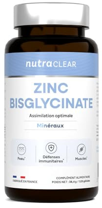Nutraclear | Zinc Bisglycinate + B6 (120 Gélules) | Zinc | Associé à la vitamine B6 - hautement biodisponible