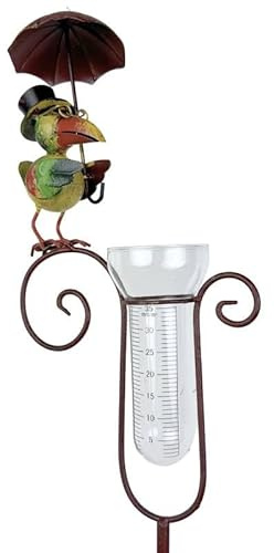 Pluviomètre à Piquer Tuteur à Plantes Déco de Jardin Corbeau en Métal et Verre 10x21x154cm