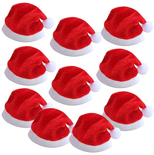 TRIXES 10 Mini-Weihnachtsmützen für Champagnerflöten, festliche Dekoration, Champagnerglas-Dekoration, ideal für Partys und Feiern, Weihnachtsneuheit