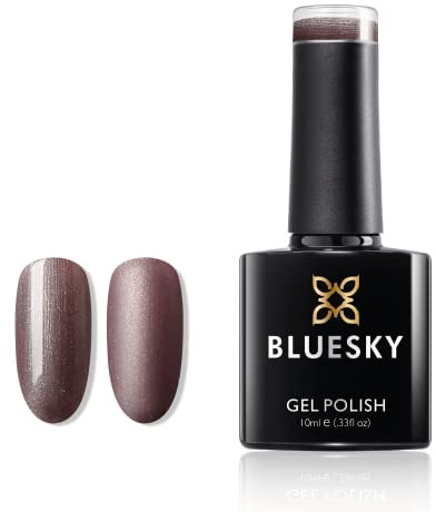 Bluesky Gel Nail Polish, Mocha A008, Nude Glitter, 10 ml Long Lasting, Chip Resistant, 10 ml (Requires Drying Under UV LED Lamp)