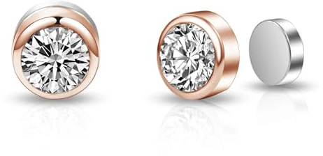 Boucles d'oreilles magnétiques à clip de 6 mm plaquées or rose créées avec des cristaux Zircondia®