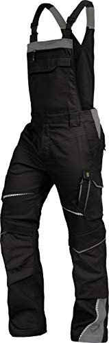 TRIUSO Leib Wächter Flex-Line Herren Latzhose flexibel mit Spandex (schwarz/grau, 54)