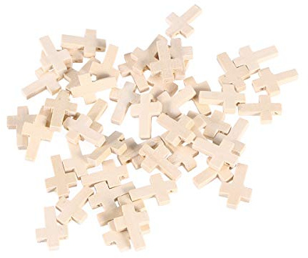 HEALLILY Holzkreuz Anhänger 50 Stück Naturfarbenes Log Kreuz Ornament Für Schmuckherstellung Basteln Deko Zubehör 2.3 X 1.6 X 0.4 Cm