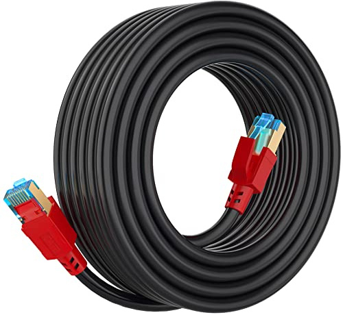 AOPOCKAN TECH Cat 8 Ethernet Cable 50 ft, Heavy Duty High Speed Internet Network Cable 26AWG 40Gbps 2000Mhz, Gold Plated RJ45, Weatherproof Professional LAN Cable Shielded in Wall, Indoor Outdoor