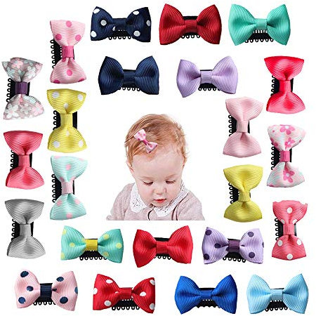 Baby-Haarspangen, 23 Stück Mini Kleine Haarspangen Schleife Ripsband für Babys/Mädchen/Kleinkinder/Neugeborene
