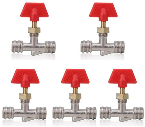 Valve à Aiguille 1/4in, 5 Pièces Vanne à Pointeau De Compresseur D'air Rechange Structure De Robinet Tournant Sphérique Flotteur En Laiton Pour Compresseur D'air Connexion Rapide Soupapes à Aiguille