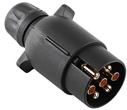 Prise de Remorque à 7 Broches, Adaptateur de Connecteur de Câblage à 7 Broches en Plastique de Type N, 12 V, 7 Broches, Noir