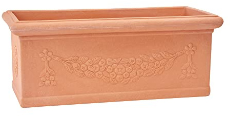 Garden Italia Vases Jardinière festonnée GCF Side 80 cm - Hauteur 33 cm - Fabriqué en Italie - Boîte en résine de Couleur Impruneta - Résistant au Gel - Antichoc - Léger - Classique