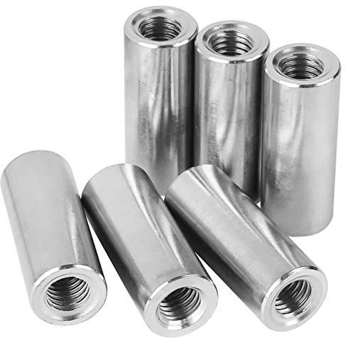 Niooliuk M10 Round Connector Nuts, 304 Stainless Steel Coupling Nut 30mm/1.18 inch Length,Pack of 6