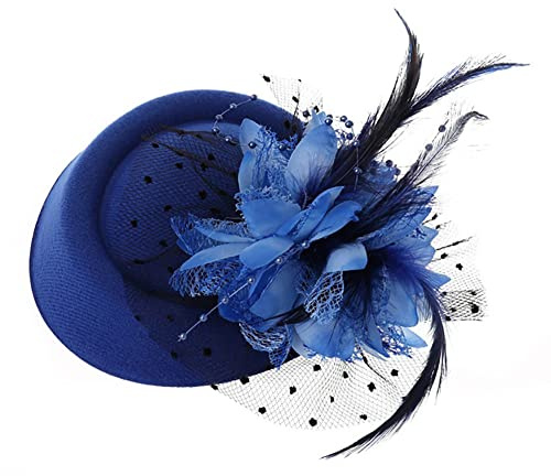 Fascinators mit Blume, Pillendose, Derby-Hut, Cocktail, Teeparty, Kopfbedeckung mit Schleier für Mädchen und Frauen