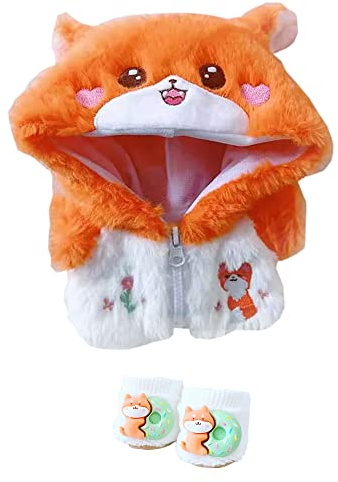 niannyyhouse 20 cm große Plüschpuppenkleidung Orange Fuchs Jacke Hoodie Schuhe 20,3 cm Puppenzubehör Dress Up (Orange)