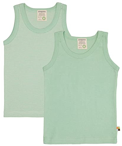 loud + proud unisex barn dubbelpack, finribbad, ekologisk bomull och GOTS certifierad undertröja, Pistacchio, 98-104