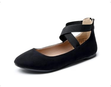 DREAM PAIRS Bailarinas Mujer Zapatos Planos Comodo Ballet Flats con Correa de Tobillo Negro Sole_Stretchy-E Talla 42 (EUR)