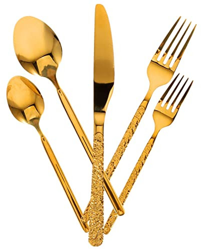 Kichvoe 1juego Cubiertos De Inoxidable Diseño Relieve Para Restaurante y Hogar Utensilios De Mesa Para Comidas Diarias y Fiestas