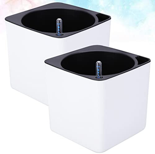 BESTonZON 2 Stücke Topf Selbstbewässerung Blumentopf mit Wasseranzeiger Bewässerungssystem Selbstbewässerungstopf Kunststoff Pflanztopf Kaktus Sukkulenten Hydrokultur Topf übertopf