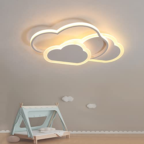 YUEEU Lámpara de techo para habitaciones infantiles,52CM 42W Lampara Infantil Techo,Lámpara LED de Nubes Dormitorio de bebé Plafon Led Techo para Cuarto de Niños（Versión sin mando a distancia） 3000K