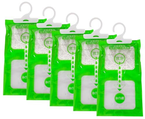 Yzpklhw Set 5 Sacchetti Deumidificanti, Appendibili in Armadio, Deumidificatore per Aria con Granuli Essiccativi, Borse Antiumidità, per Guardaroba, Cucina, Camera da Letto, Bagno