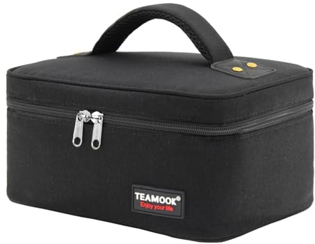 TEAMOOK Lunch Bag Insulated Lunch Box for Adults Men and Women,Leakproof Waterproof Cool Bag with Soft Handle En-Large 5.8L 8 cans Solid Black
